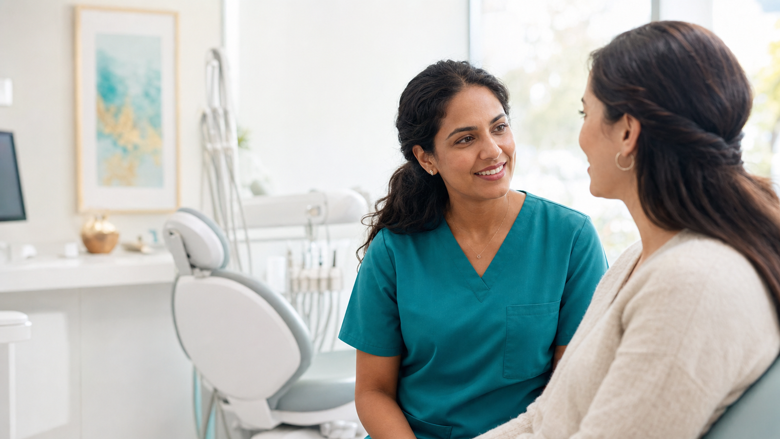 A friendly dentist welcoming a patient in a modern dental office